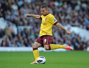 West Ham United V Arsenal 2012-13 Prints: Lukas Podolski in Action: West Ham United vs Arsenal, Premier League 2012-13
