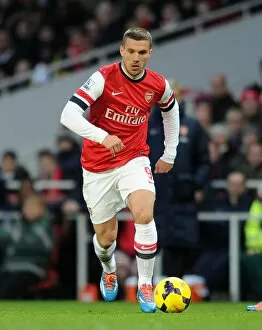 Lukas Podolski (Arsenal). Arsenal 2: 0 Fulham. Barclays Premier League. Emirates Stadium, 18 / 1 / 14