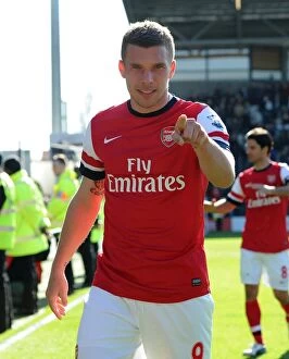 Fulham v Arsenal 2012-13 Collection: Lukas Podolski (Arsenal) at the end of the match. Fulham 0: 1 Arsenal. Barclays Premier League