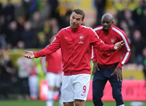 Norwich City V Arsenal 2013-14 Prints: Lukas Podolski: Arsenal Star Before Norwich Clash (2013-14)