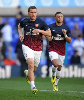 Tottenham Hotspur V Arsenal 2013-14 Prints: Lukas Podolski: Arsenal Star's Pre-Match Focus at White Hart Lane (Tottenham Hotspur vs Arsenal)