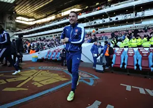 Lukas Podolski (Arsenal). West Ham United 1: 2 Arsenal. Barclays Premier League. The Boleyn Ground