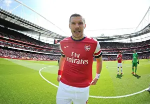 Arsenal V West Bromwich Albion 2013-14 Prints: Lukas Podolski: Arsenal's Deadly Weapon Against West Bromwich Albion (2013-14)