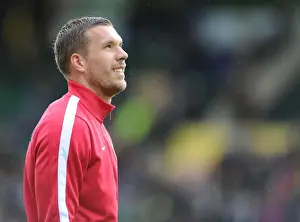 Norwich City V Arsenal 2013-14 Prints: Lukas Podolski: Arsenal's Pre-Match Focus at Norwich City (2013-14)