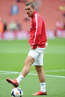 Arsenal V Aston Villa 2013-14 Prints: Lukas Podolski: Arsenal's Ready-to-Go Striker Against Aston Villa (2013-14)