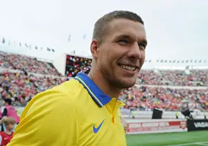 Arsenal V Manchester City Pre Season 2013-14 Prints: Lukas Podolski: Arsenal's Ready-to-Go Striker in Pre-Season Clash Against Manchester City (Finland)