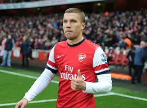 Arsenal V Swansea 2012-13 Prints: Lukas Podolski: Arsenal's Ready-to-Go Striker Against Swansea City (2012-13)