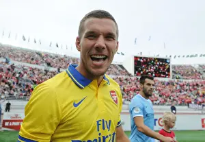 Arsenal V Manchester City Pre Season 2013-14 Prints: Lukas Podolski: Arsenal's Star Forward Prepares for Manchester City Clash in Helsinki (2013)