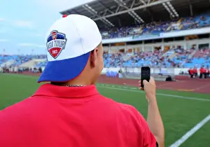 Vietnam V Arsenal 2013-14 Prints: Lukas Podolski Explores My Dinh National Stadium Crowd before Vietnam vs