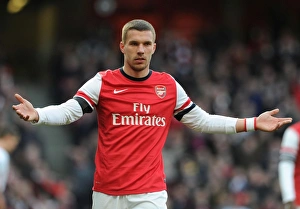 Arsenal V Liverpool - FA Cup 2013-14 Prints: Lukas Podolski in FA Cup Action: Arsenal vs. Liverpool, 2014