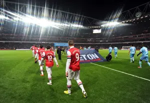 Arsenal V West Ham United 2012-13 Prints: Lukas Podolski Leads Arsenal Out Against West Ham United (2012-13)