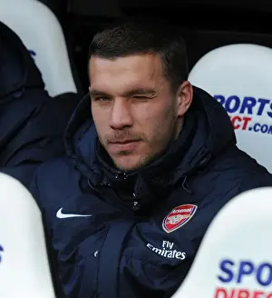 Lukas Podolski: Ready to Sub in for Arsenal against Newcastle United (Newcastle United v Arsenal 2013-14)