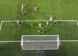 Lukas Podolski scores Arsenals goal past Manuel Neuer (Bayern). Arsenal 1: 3 Bayern Munich