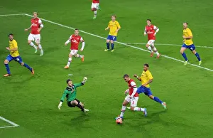 Arsenal V Coventry City - FA Cup 4th Rd 2013-14 Prints: Lukas Podolski Scores Dramatic Goal Past Joe Murphy Against Coventry City in FA Cup Fourth Round