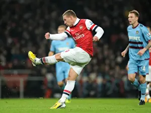 Arsenal V West Ham United 2012-13 Prints: Lukas Podolski Scores First Arsenal Goal: Arsenal vs