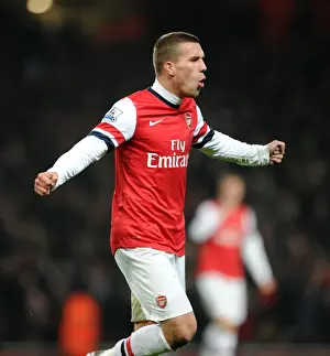 Arsenal V West Ham United 2012-13 Prints: Lukas Podolski Scores First Arsenal Goal: Arsenal vs West Ham United