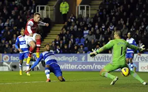 Reading V Arsenal 2012-13 Prints: Lukas Podolski Scores First Arsenal Goal Against Reading's Adam Federici