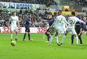 Swansea V Arsenal - FA Cup 3rd Rd 2012-13 Prints: Lukas Podolski Scores First Arsenal Goal: Swansea City vs
