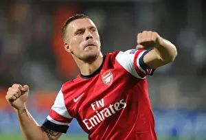 Lukas Podolski Scores First Arsenal Goal in UEFA Champions League Win over Montpellier (September 2012)