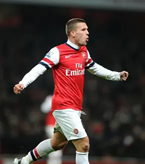 Arsenal V West Ham United 2012-13 Prints: Lukas Podolski Scores First Goal for Arsenal: Arsenal 1-0 West Ham United