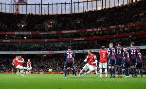 Arsenal v Stoke City 2012-13 Collection: Lukas Podolski Scores Free-Kick Goal: Arsenal vs Stoke City, Premier League 2012-13