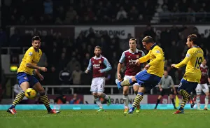 West Ham United V Arsenal 2013-14 Prints: Lukas Podolski Scores the Third Goal: West Ham United vs. Arsenal, Premier League 2013-14