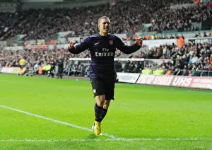 Swansea V Arsenal - FA Cup 3rd Rd 2012-13 Prints: Lukas Podolski Scores Upset FA Cup Goal for Arsenal at Swansea