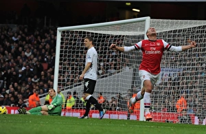 Arsenal V Fulham 2012-13 Prints: Lukas Podolski's Brace: Arsenal's Victory Against Fulham, Premier League 2012-13