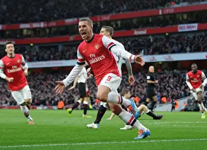 Arsenal V Liverpool - FA Cup 2013-14 Prints: Lukas Podolski's FA Cup Goal Celebration: Arsenal's Second against Liverpool (2013-14)