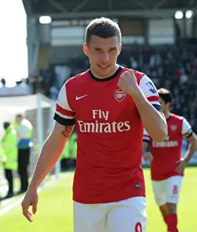 Lukas Podolski's Goal Celebration: Arsenal's Victory at Fulham (April 2013)