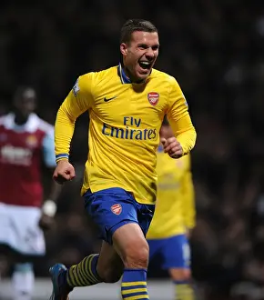 West Ham United V Arsenal 2013-14 Prints: Lukas Podolski's Hat-Trick: Arsenal's Triumph over West Ham United (2013-14)