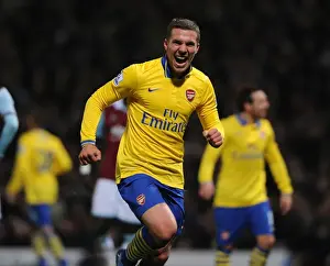West Ham United V Arsenal 2013-14 Prints: Lukas Podolski's Hat-Trick: Arsenal's Triumph over West Ham United (2013-14)