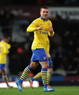 West Ham United V Arsenal 2013-14 Prints: Lukas Podolski's Hat-Trick: Arsenal's Triumph over West Ham United (December 2013)