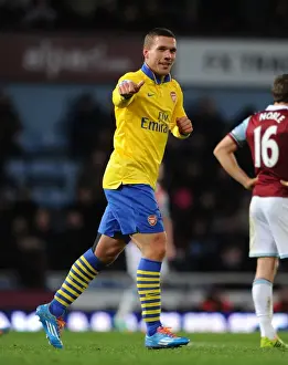 West Ham United V Arsenal 2013-14 Prints: Lukas Podolski's Hat-Trick: Arsenal's Victory over West Ham United (December 2013)