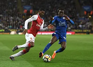 Leicester City V Arsenal 2017-18 Prints: Maitland-Niles vs. Diabate: Intense Rivalry in the Premier League Clash between Arsenal and Leicester