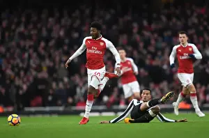 Arsenal V Newcastle United 2017-18 Prints: Maitland-Niles vs. Hayden: A Midfield Battle at the Emirates