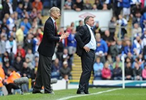 Images Dated 28th August 2010: Managers Arsene Wenger (Arsenal) and Sam Allardyce (BLackburn) during the match