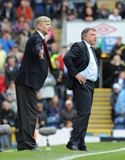 Images Dated 28th August 2010: Managers Arsene Wenger (Arsenal) and Sam Allardyce (BLackburn) during the match