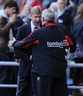 Sunderland v Arsenal 2010-11 Collection: Managers : Arsene Wenger (Arsenal) and Steve Bruce (Sunderland) before the match