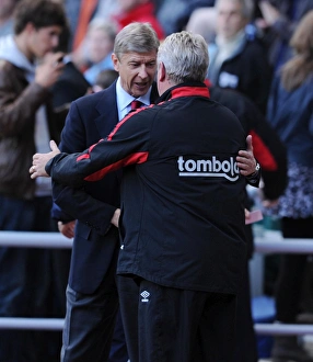 Sunderland v Arsenal 2010-11 Collection: Managers : Arsene Wenger (Arsenal) and Steve Bruce (Sunderland) before the match