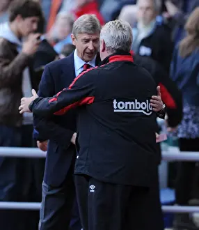 Sunderland V Arsenal 2010-11 Prints: Managers : Arsene Wenger (Arsenal) and Steve Bruce (Sunderland) before the match