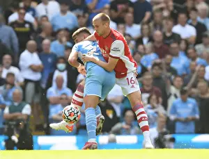 Manchester City V Arsenal 2021-22 Prints: Manchester City vs Arsenal: Holding vs Cancelo - Premier League Clash (2021-22)