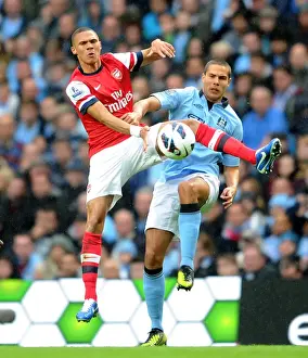 Manchester City V Arsenal 2012:13 Prints: Manchester City vs Arsenal: Kieran Gibbs vs Jack Rodwell - The Battle at Etihad Stadium (1:1)