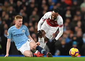 Manchester City V Arsenal 2018-19 Prints: Manchester City vs Arsenal: Lacazette vs De Byrne - Premier League Clash, 2018-19