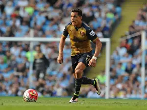 Manchester City V Arsenal 2105-16 Prints: Manchester Derby Showdown: Alexis Sanchez's Battle at Etihad Stadium