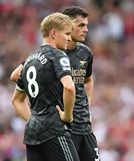 Manchester United V Arsenal 2022-23 Prints: Manchester United vs Arsenal: Xhaka and Odegaard Face Off in Premier League Clash (2022-23)