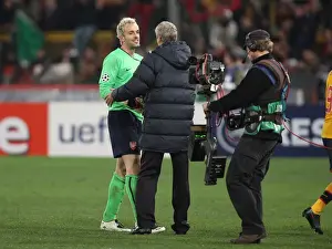 AS Roma V Arsenal 2008-9 Prints: Manuel Almunia and Arsenal manager Arsene Wenger celebrate