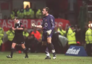 Doncaster V Arsenal 2005-6 Prints: Manuel Almunia celebrates Doncasters 1st penalty miss during the penalty shoot out