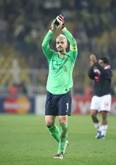 Fenerbahce V Arsenal 2008-09 Prints: Manuel Almunia Celebrates Historic Arsenal Victory: 5-2 Over Fenerbahce in Champions League