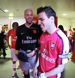 Images Dated 4th April 2009: Manuel Almunia and Cesc Fabregas (Arsenal)